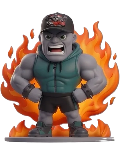 Mascote do Ficar Monstro em posição de treino